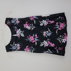 NWT And Eawy New Black Floral Sleeveless Top L
